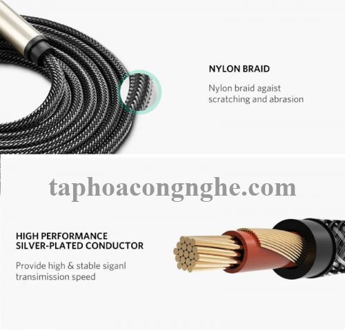 Ugreen 40806 5M màu Đen Cáp âm thanh 3.5mm sang 6.5mm cao cấp AV127 30040806